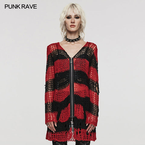 Punk-Strickjacke mit Streifen