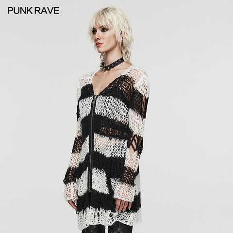 Punk-Strickjacke mit Streifen