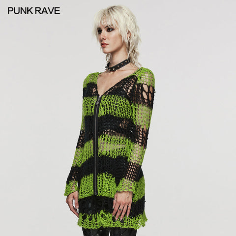 Punk-Strickjacke mit Streifen