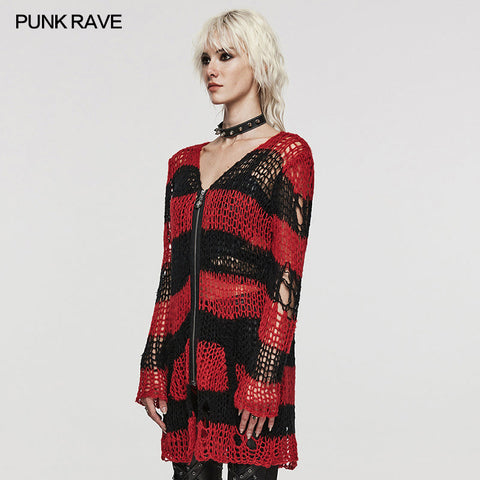Punk-Strickjacke mit Streifen