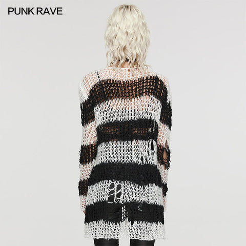 Punk-Strickjacke mit Streifen