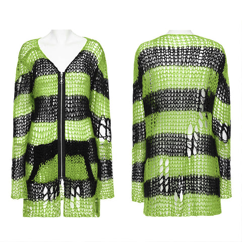 Punk-Strickjacke mit Streifen