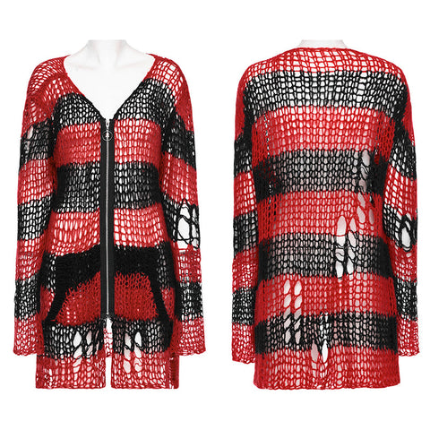 Punk-Strickjacke mit Streifen