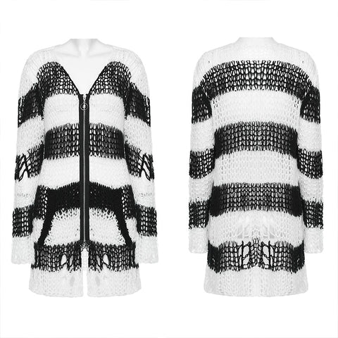 Punk-Strickjacke mit Streifen