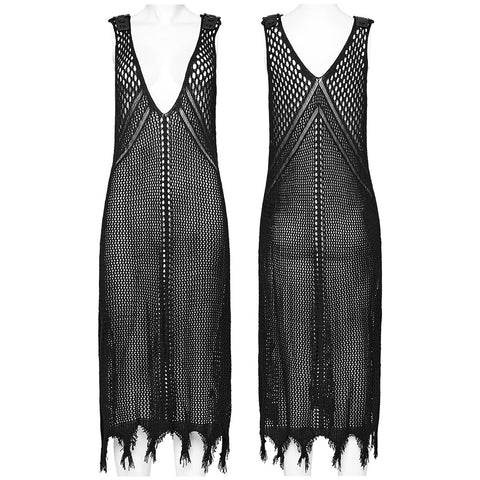 Das gestrickte, ausgehöhlte Kleid im postapokalyptischen Techwear-Stil
