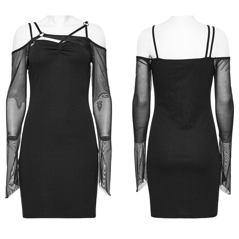 Asymmetrisches Gothic-Netzkleid