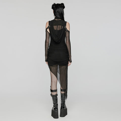Zweiteiliges Netzkleid mit Kapuze von Wasteland