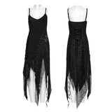 Gothic-Kleid mit unregelmäßigem Schlitz