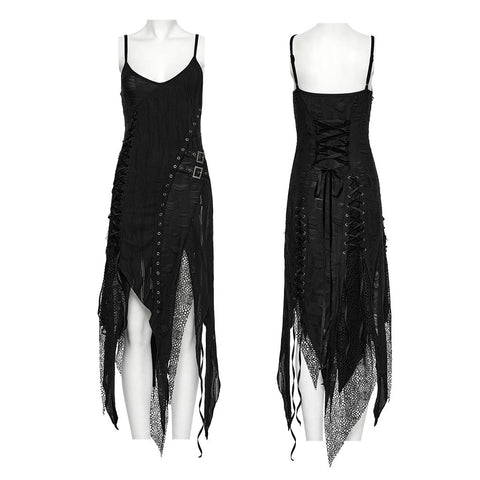 Gothic-Kleid mit unregelmäßigem Schlitz
