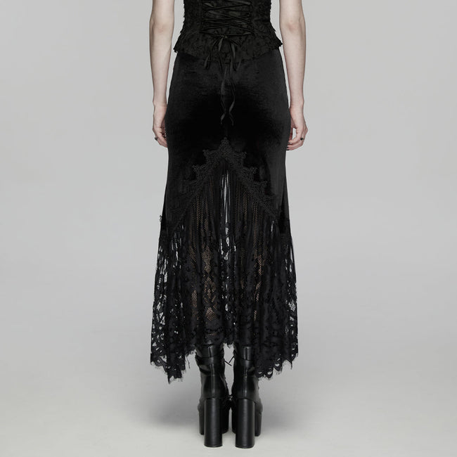 Goth-Samt-Spitzen-Fischschwanzrock