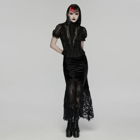 Goth-Samt-Spitzen-Fischschwanzrock