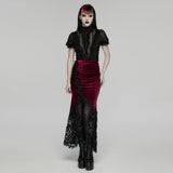 Goth-Samt-Spitzen-Fischschwanzrock