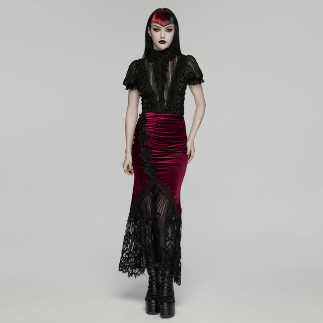 Goth-Samt-Spitzen-Fischschwanzrock