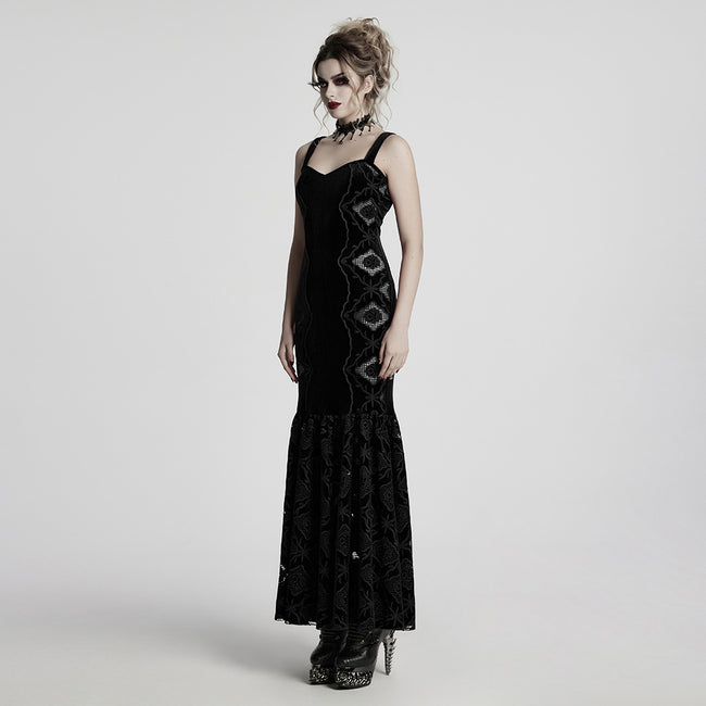 Gothic Retro Samtkleid mit Stickerei
