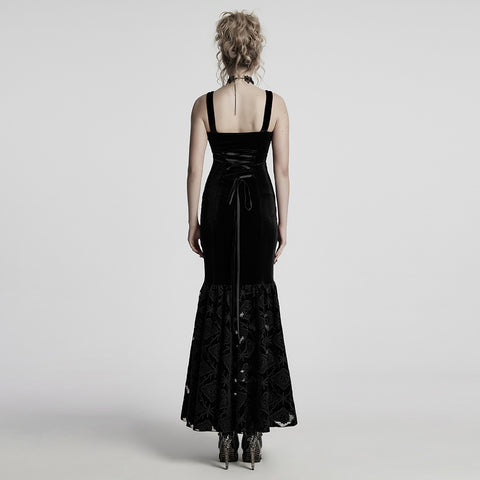 Gothic Retro Samtkleid mit Stickerei