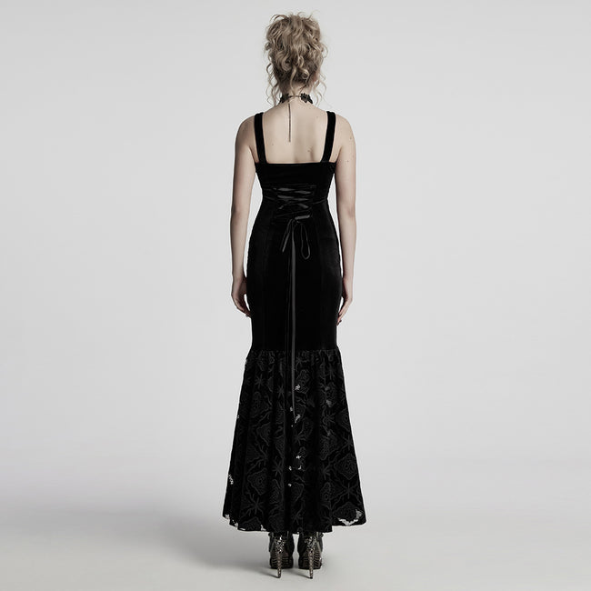 Gothic Retro Samtkleid mit Stickerei