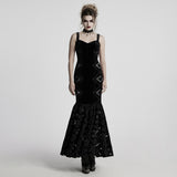 Gothic Retro Samtkleid mit Stickerei