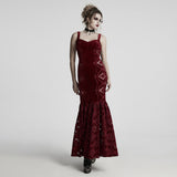 Gothic Retro Samtkleid mit Stickerei