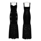 Gothic Retro Samtkleid mit Stickerei