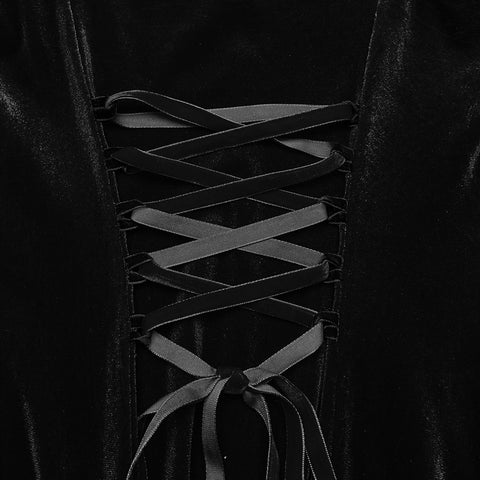 Gothic Retro Samtkleid mit Stickerei