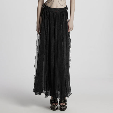 Gothic sexy Göttin Chiffon langer Rock