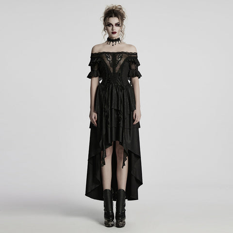 Gothic Elfen-Kleid mit schulterfreiem Schnitt