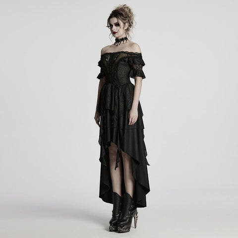 Gothic Elfen-Kleid mit schulterfreiem Schnitt