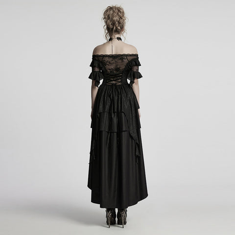 Gothic Elfen-Kleid mit schulterfreiem Schnitt