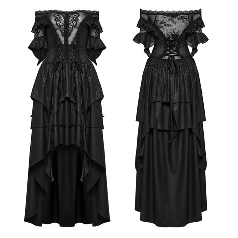 Gothic Elfen-Kleid mit schulterfreiem Schnitt
