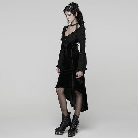 Gothic-Samtkleid mit Rüschenärmeln