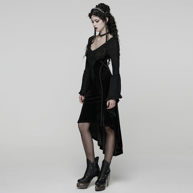 Gothic-Samtkleid mit Rüschenärmeln