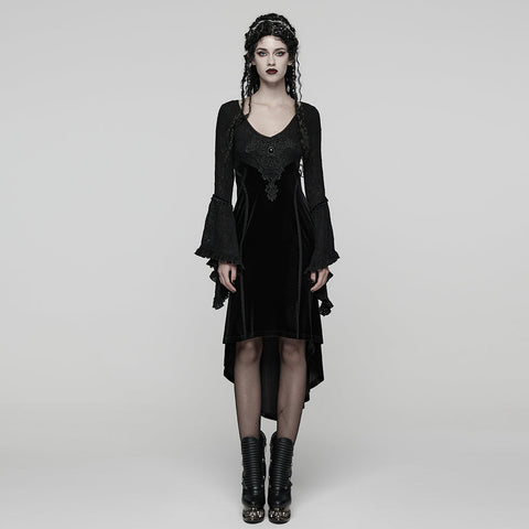 Gothic-Samtkleid mit Rüschenärmeln