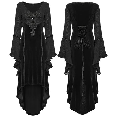 Gothic-Samtkleid mit Rüschenärmeln