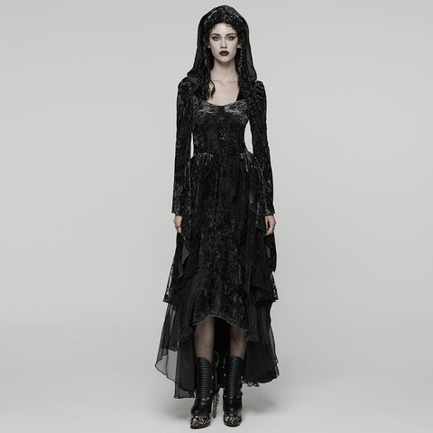 Gothic-Lagenkleid mit Kapuze