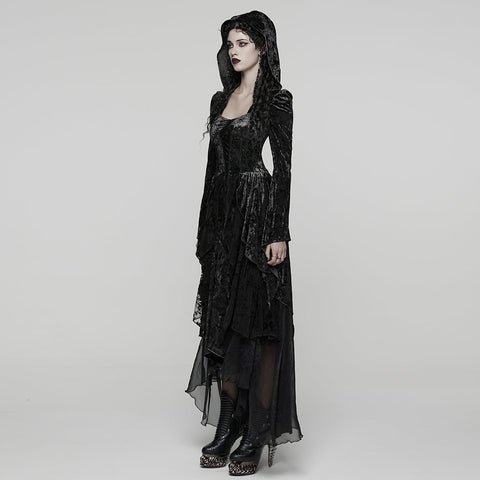Gothic-Lagenkleid mit Kapuze