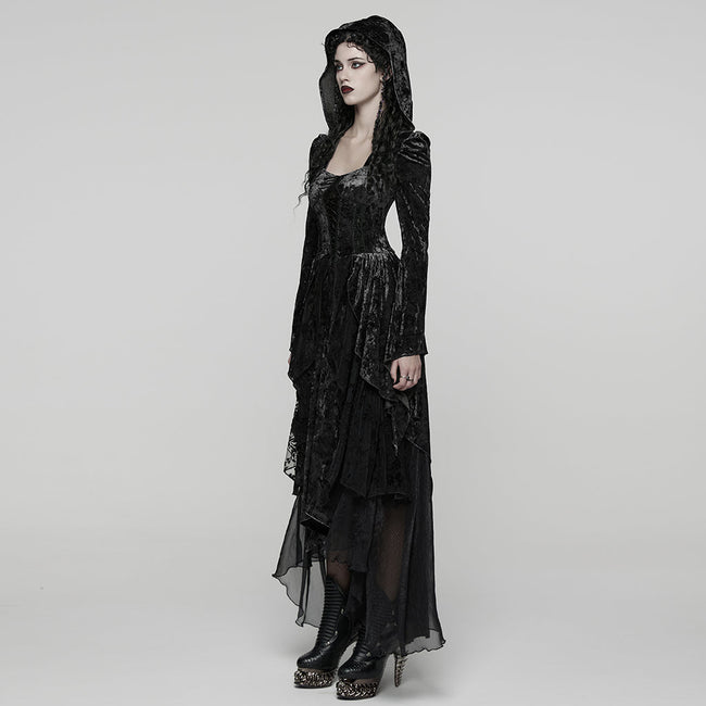 Gothic-Lagenkleid mit Kapuze