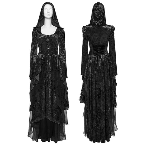 Gothic-Lagenkleid mit Kapuze
