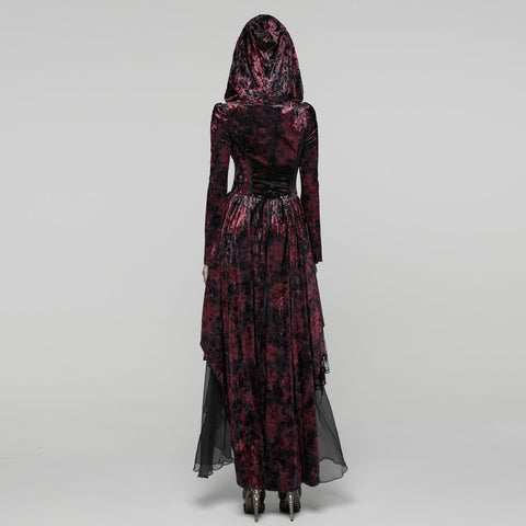 Gothic-Lagenkleid mit Kapuze