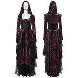 Gothic-Lagenkleid mit Kapuze