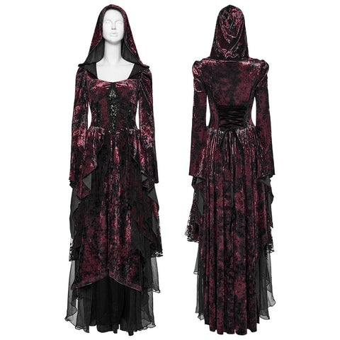 Gothic-Lagenkleid mit Kapuze