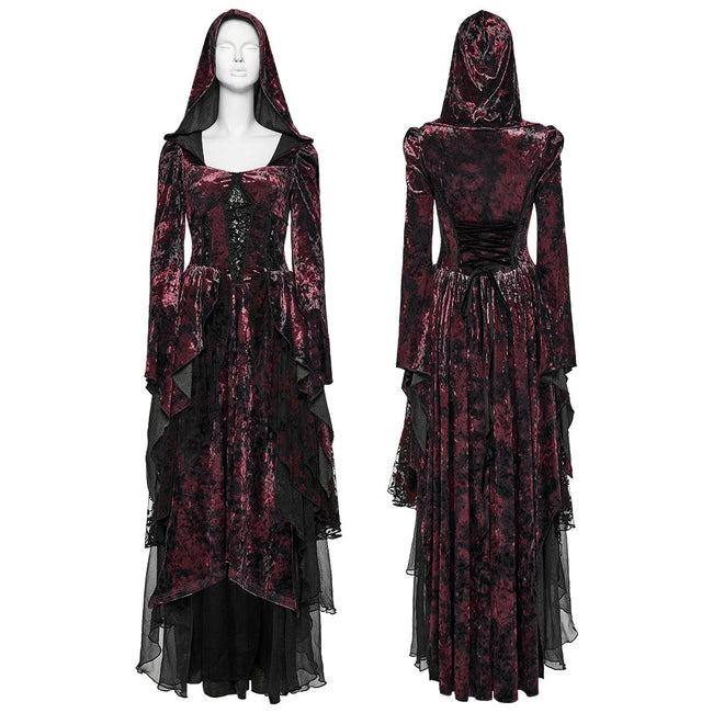 Gothic-Lagenkleid mit Kapuze