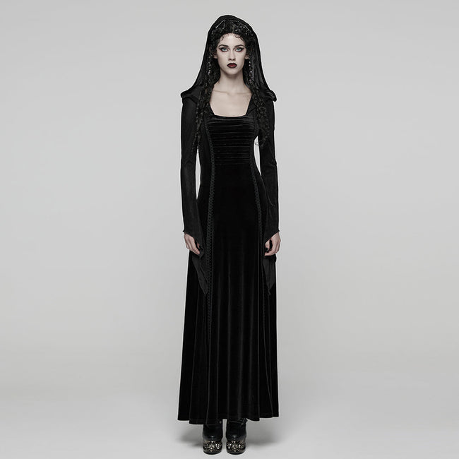 Gothic-Samtkleid mit Kapuze