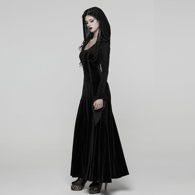 Gothic-Samtkleid mit Kapuze