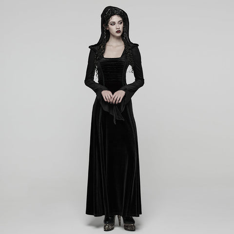 Gothic-Samtkleid mit Kapuze