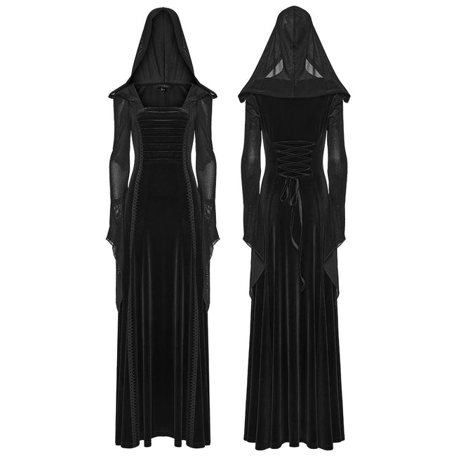 Gothic-Samtkleid mit Kapuze