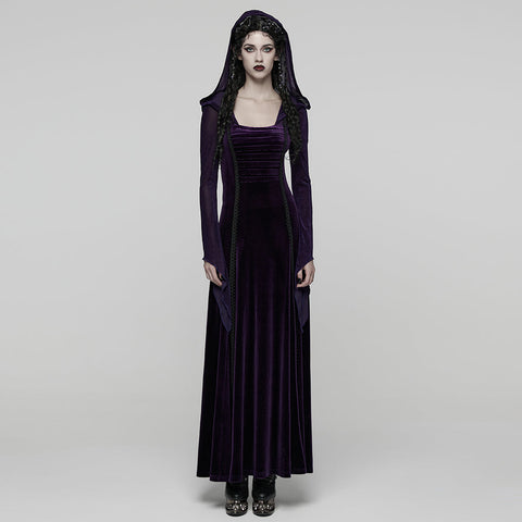 Gothic-Samtkleid mit Kapuze
