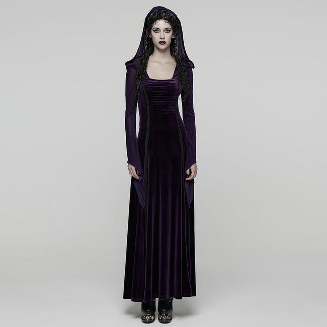 Gothic-Samtkleid mit Kapuze