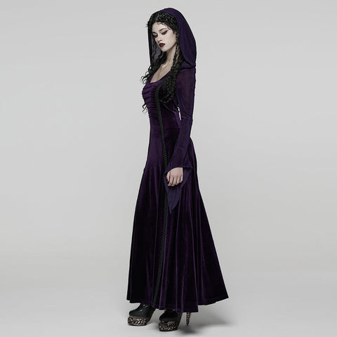 Gothic-Samtkleid mit Kapuze