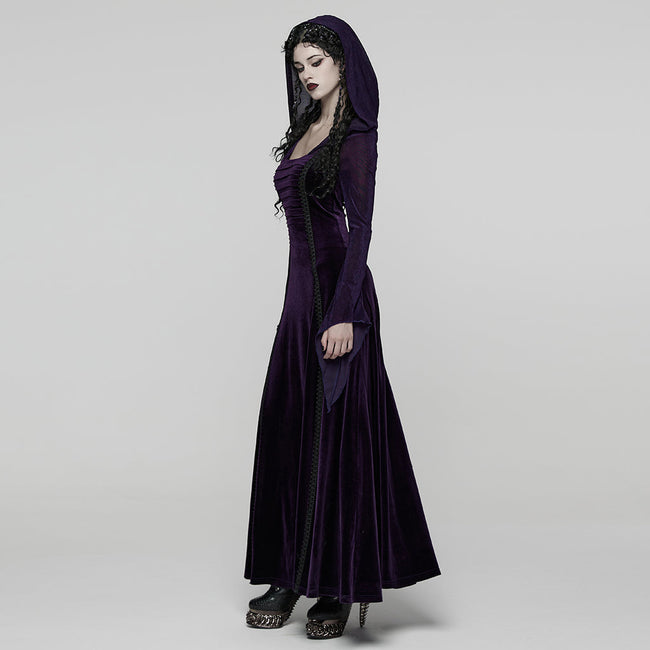 Gothic-Samtkleid mit Kapuze
