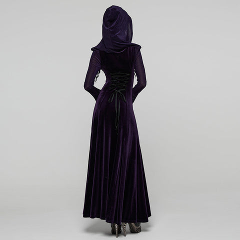 Gothic-Samtkleid mit Kapuze